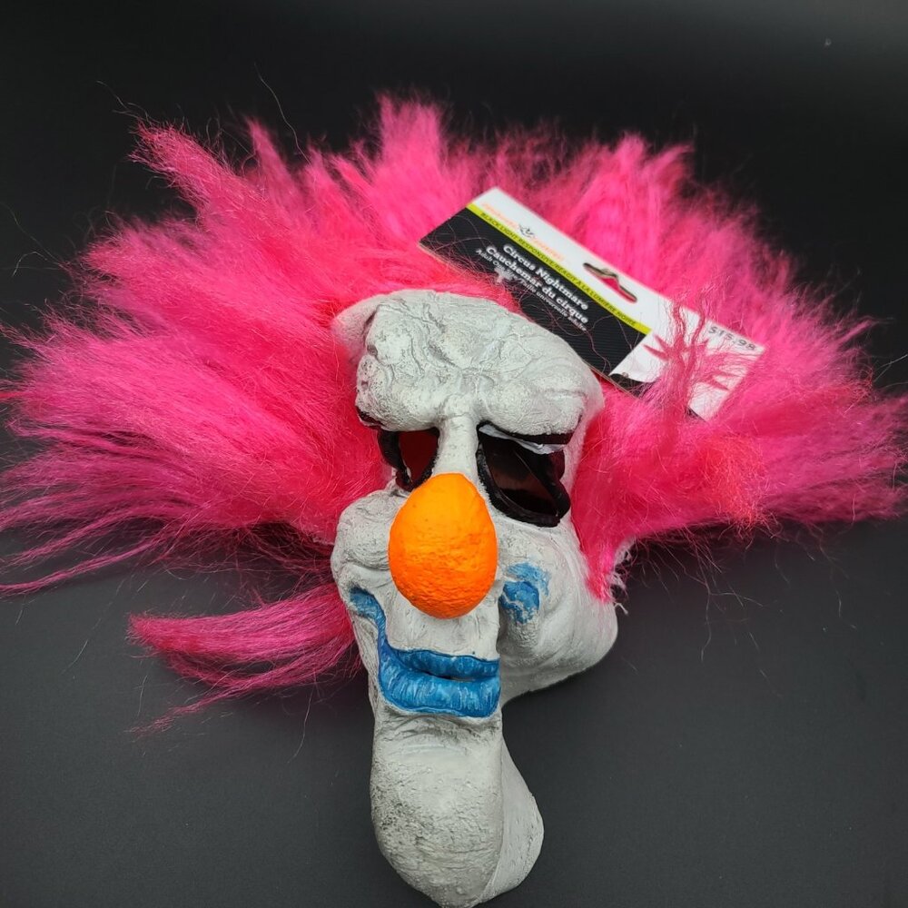 Clown Mask with Pink Hair - Creepy Fun Party Cosplay Mask , One Size, NWT